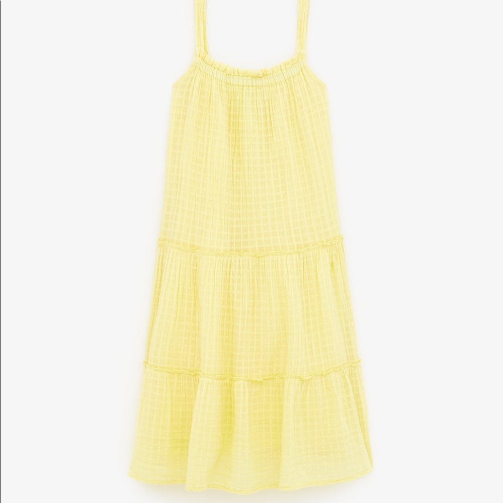 Zara girls yellow gauze cotton long dress 11-12yrs